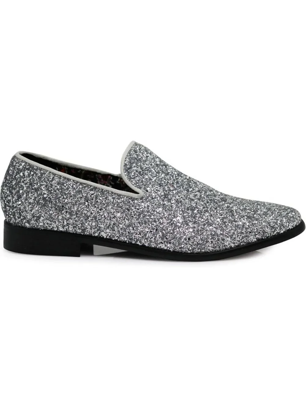 Men's Silver Vintage Glitter Loafers Slip On Tuxedo Dress Party Classic Shoes